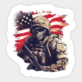 Skull American Soldier in Uniform Sticker